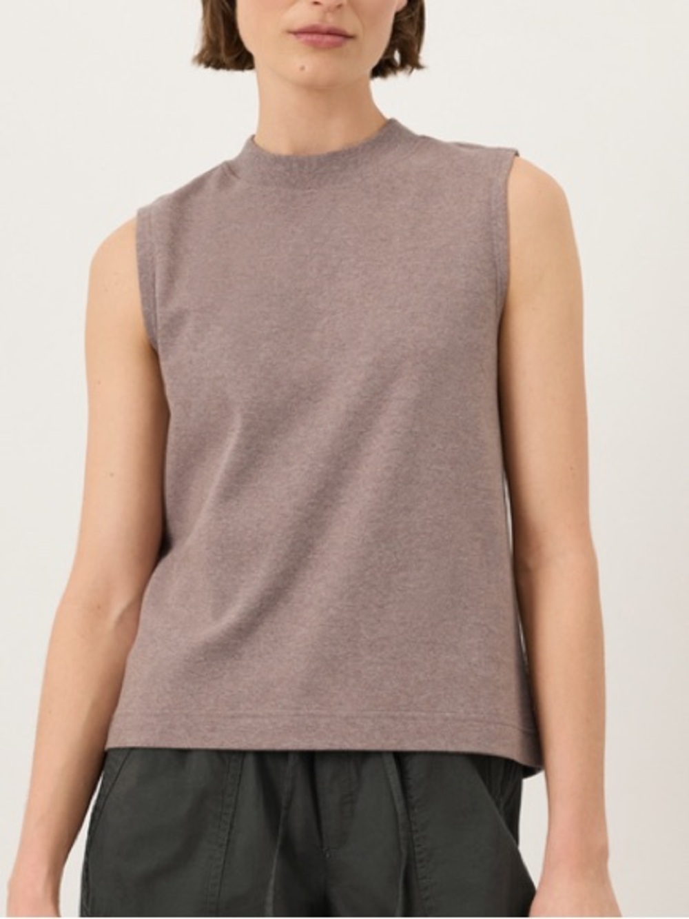 Pact Sleeveless Mock Neck Tank in Taupe